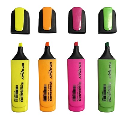 Szövegkiemelő készlet vágott hegyű,lapos test 4 db/bliszter Keyroad Fluo neon színek
