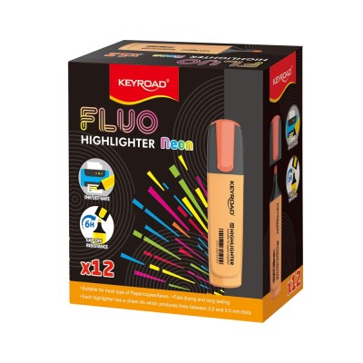 Szövegkiemelő vágott hegyű, lapos test Keyroad Fluo neon narancs