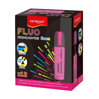 Szövegkiemelő vágott hegyű, lapos test Keyroad Fluo neon rózsaszín