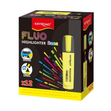 Szövegkiemelő vágott hegyű, lapos test Keyroad Fluo neon sárga