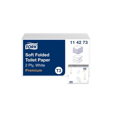 Toalettpapír 2 rétegű hajtogatott 100% cellulóz 252 lap/csomag 30 csomag/karton T3 Soft Folded Tork_114273 hófehér