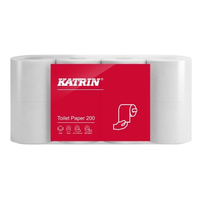Toalettpapír 2 rétegű kistekercses átmérő: 11,7 cm 200 lap/23,4 méter/tekercs 8 tekercs/csomag Katrin_104749 fehér