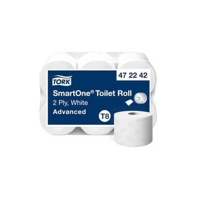 Toalettpapír 2 rétegű laponkénti adagolású 1150 lap/207 m/tekercs 6 tekercs/csomag Smart One®Tork_472242 fehér T8