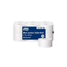 Toalettpapír 2 rétegű közületi átmérő: 18,8 cm 850 lap/tekercs 12 tekercs/karton Advanced Mini Jumbo T2 Tork_120280fehér