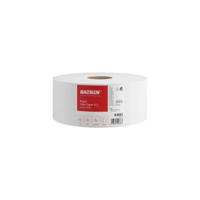 Toalettpapír 2 rétegű közületi átmérő: 18 cm 870 lap/100 méter/tekercs 12 csomag/karton Jumbo Katrin_93663 fehér