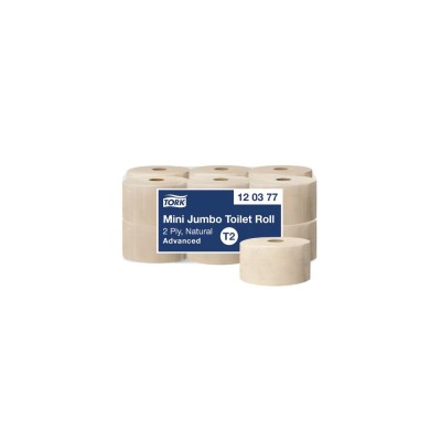 Toalettpapír 2 rétegű közületi átmérő: 18,8 cm 850 lap/tekercs 12 tekercs/karton Advanced Mini Jumbo T2 Tork_120377barna