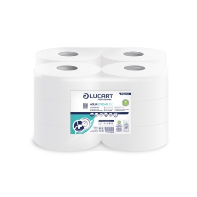 Toalettpapír 2 rétegű közületi átmérő: 19 cm 100 % cellulóz 12 tekercs/karton Aquastream 150 Lucart_812223J hófehér