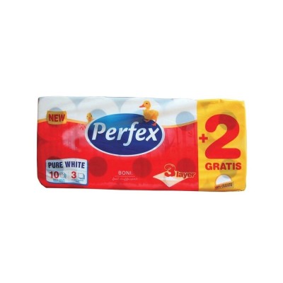 Toalettpapír 3 rétegű 120 lap/tekercs 8 + 2 tekercs/csomag Boni Perfex Toalettpapír 3 rétegű 120 lap/tekercs 8 + 2 tekercs/csomag Boni Perfex