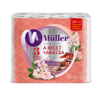 Toalettpapír 3 rétegű kistekercses 100% cellulóz 24 tekercs/csomag Kelet Varázsa Müller fehér