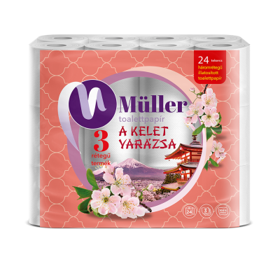 Toalettpapír 3 rétegű kistekercses 100% cellulóz 24 tekercs/csomag Kelet Varázsa Müller fehér