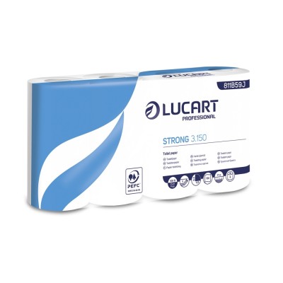 Toalettpapír 3 rétegű 150 lap/tekercs cellulóz 8 tekercs/csomag 3.150 Strong Lucart_811B59J hófehér
