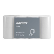 Toalettpapír 3 rétegű kistekercses átmérő: 11,3 cm 150 lap/17,3 méter/tekercs 8 tekercs/csomag Plus Katrin_16525 fehér