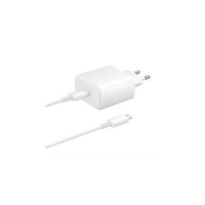 Töltő hálózati SAMSUNG Type-C aljzat (45W, PD gyorstöltő + 100cm Type-C kábel) fehér