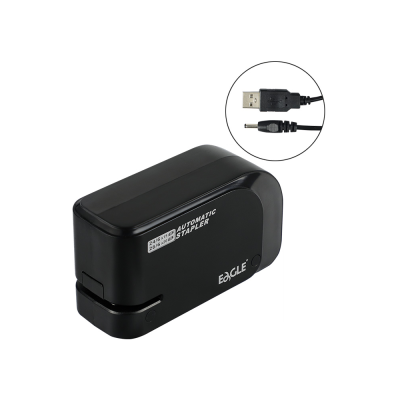 Tűzőgép elektromos 20lap, 24/6 és 26/6  elemmel és USB kábelel is működtethető fekete EAGLE EG-1610