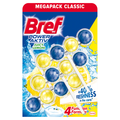 WC illatosító golyós 3 x 50 g Power Aktiv Bref Lemon