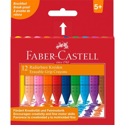 Zsírkréta készlet háromszögletű radírozható GRIP Faber-Castell 12klf. szín