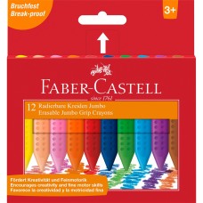 Zsírkréta készlet háromszögletű radírozható GRIP Jumbo Faber-Castell 12klf. szín